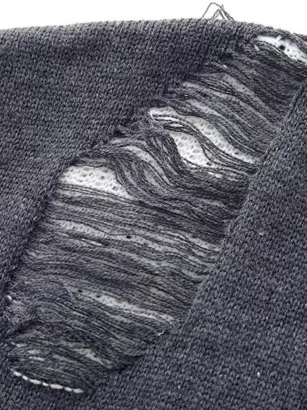 Suéter con diseño andrajoso de estrella deshilachada para hombre-4