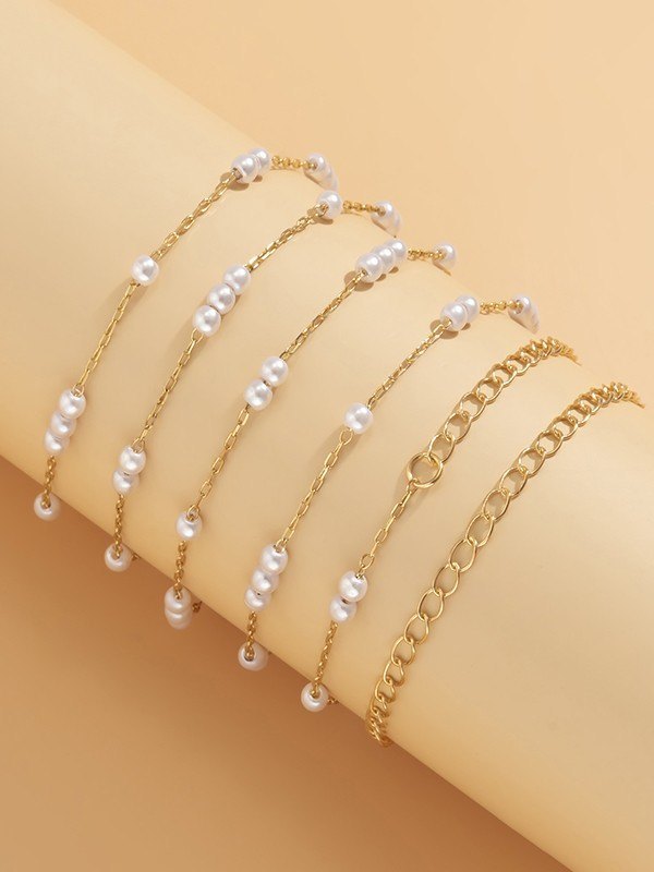 Cadena para el vientre adornada con perlas de imitación-3