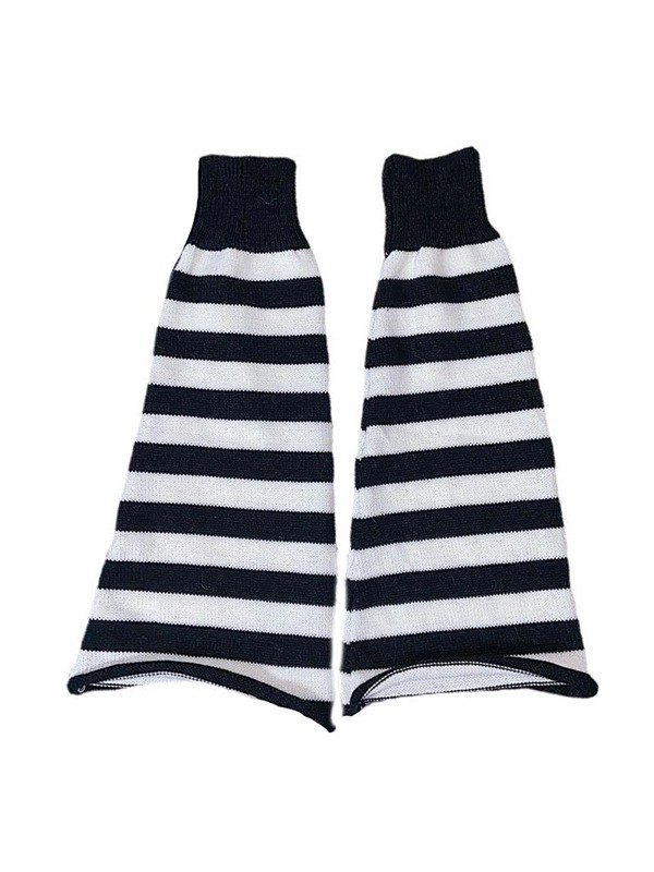 Calentador de piernas de punto a rayas en contraste-3